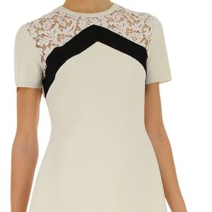 Valentino white lace panel mini dress